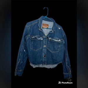 Boom Boom Jeans Los Angeles Women's High Low Denim Shirt Jacket Size XL